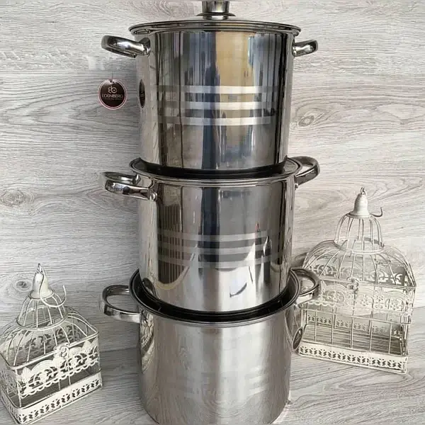 

Набор больших кастрюль из нержавеющей стали 5.7/7.3/9.0л Edenberg EB-530 Набор кастрюль из нержавейки, Светло-серый