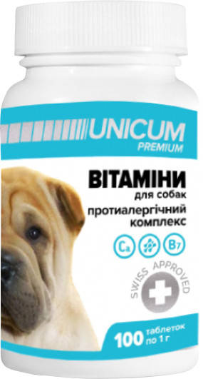 

Витамины для собак Unicum Premium противоалергический комплекс 100 таблеток
