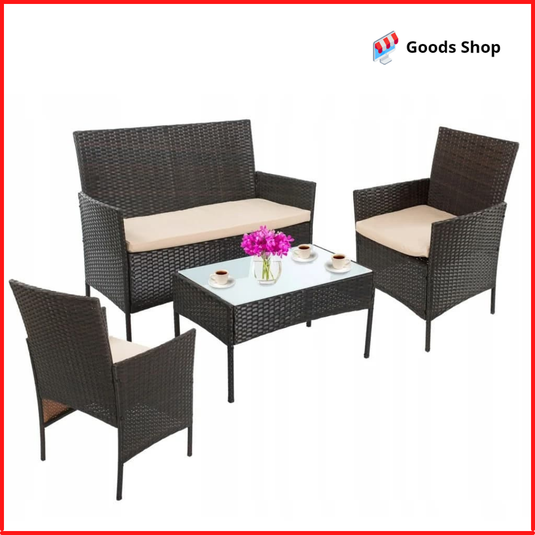 

Набор садовой мебели из ротанга для дачи со столом двумя креслами диваном Комплект летней мебели для сада кафе