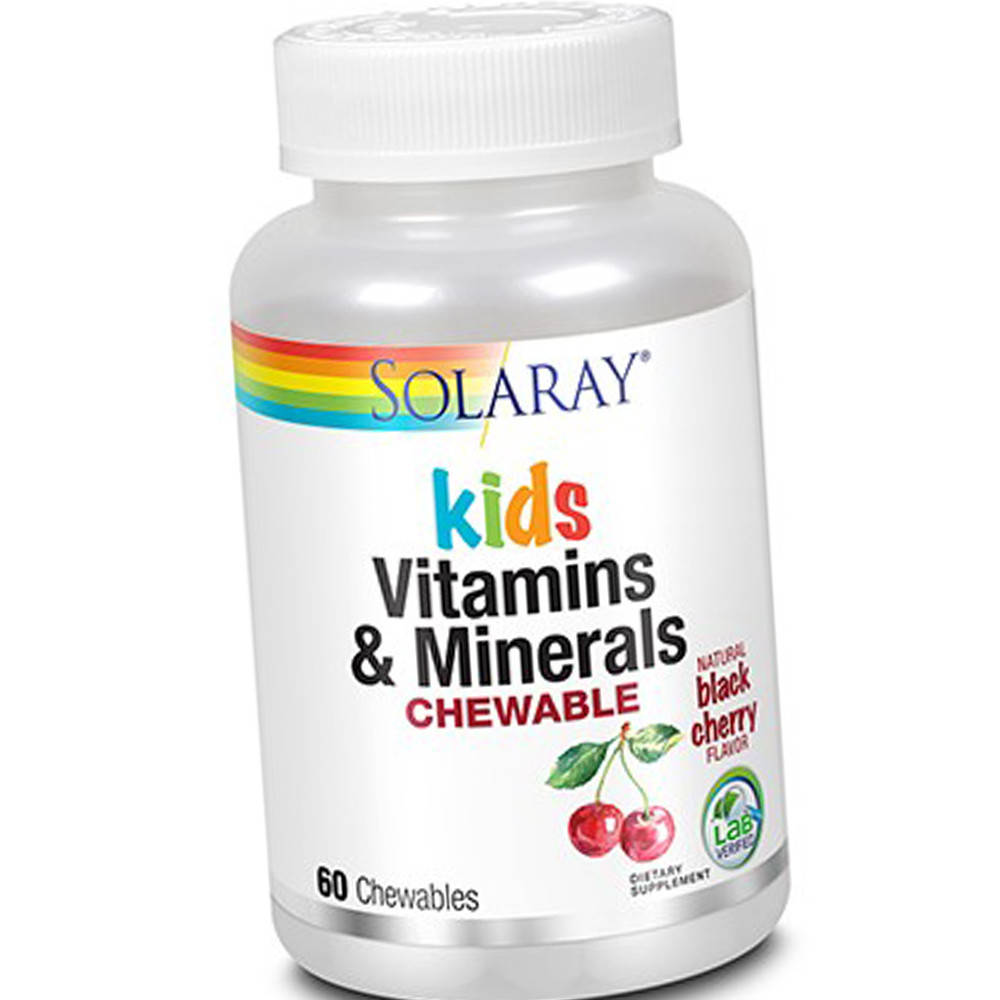 

Витамины и минералы для детей Solaray Kids Vitamins & Minerals 60 chewables black cherry