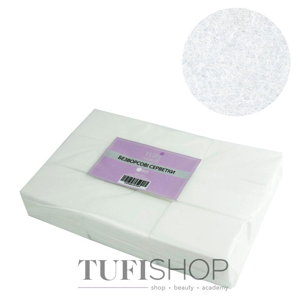 

Безворсовые салфетки TUFI profi PREMIUM белые 4х6 см 540 шт (0104415), Белый