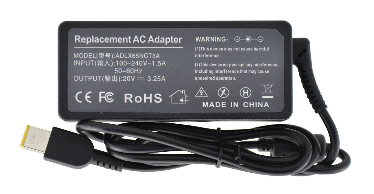 

Блок питания для ноутбука LENOVO 20V 3.25A 65W порт Square + кабель питания (DC6049)