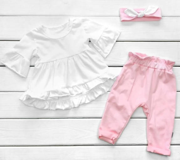 

Летний набор одежды Кулир Розовый+Белый для девочек 80