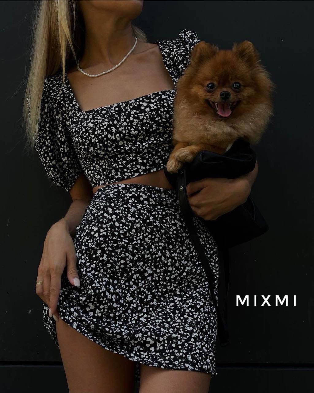 

Женский костюм софт принт топ+юбка 42-44; 44-46 "MIXMI" от прямого поставщика, Черный