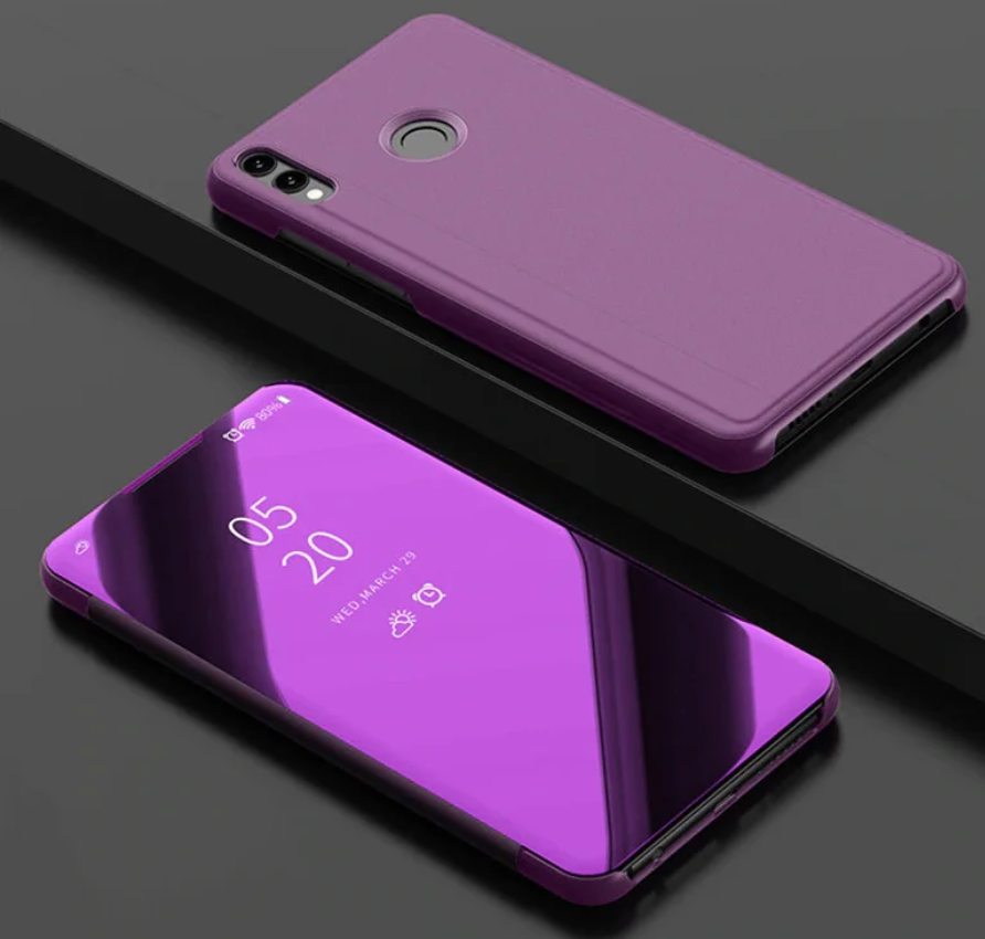

Зеркальный умный Smart чехол-книжка для Huawei Honor 8X / Стекла / фиолетовый