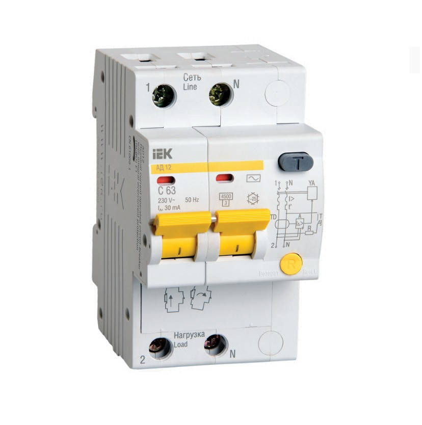 

Диф.автомат АД12 2Р 10А 10мА IEK