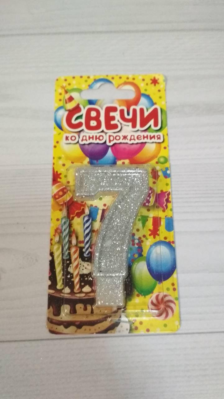 

Свеча для торта цифра 7 золото/серебро