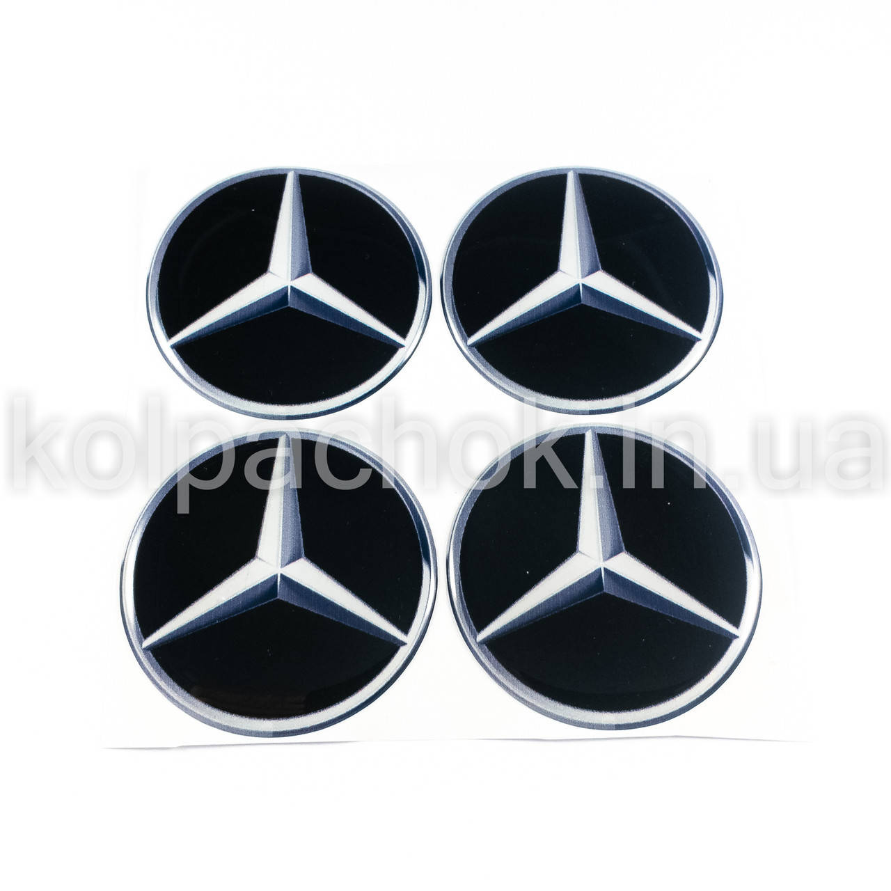 

Наклейки для колпачков на диски Mercedes-Benz черные/белый лого (55мм)
