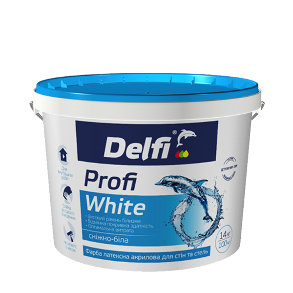 

Краска латексная акриловая для стен и потолков TM "Delfi" Profi White - 7,0 кг., Белый