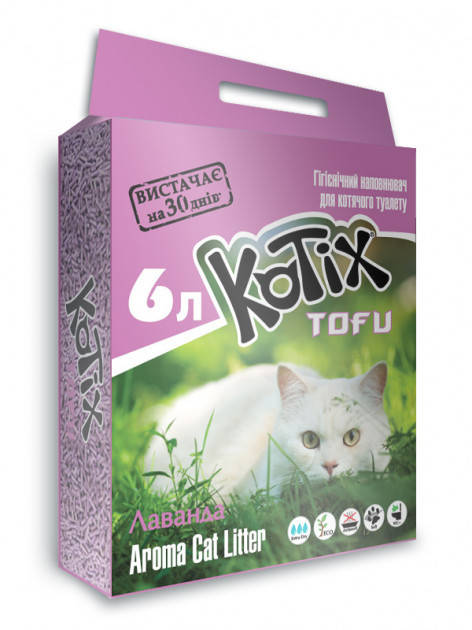 

Наповнювач для кошачого туалету KOTIX TOFU Lavender, 6 л