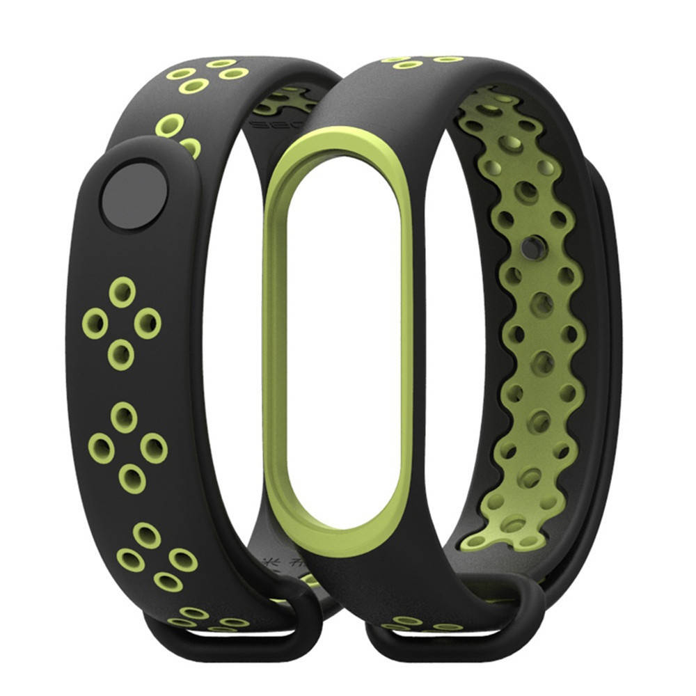 

Ремешок для фитнес-браслета Xiaomi Mi Band 3 и 4 Sport Black with lime