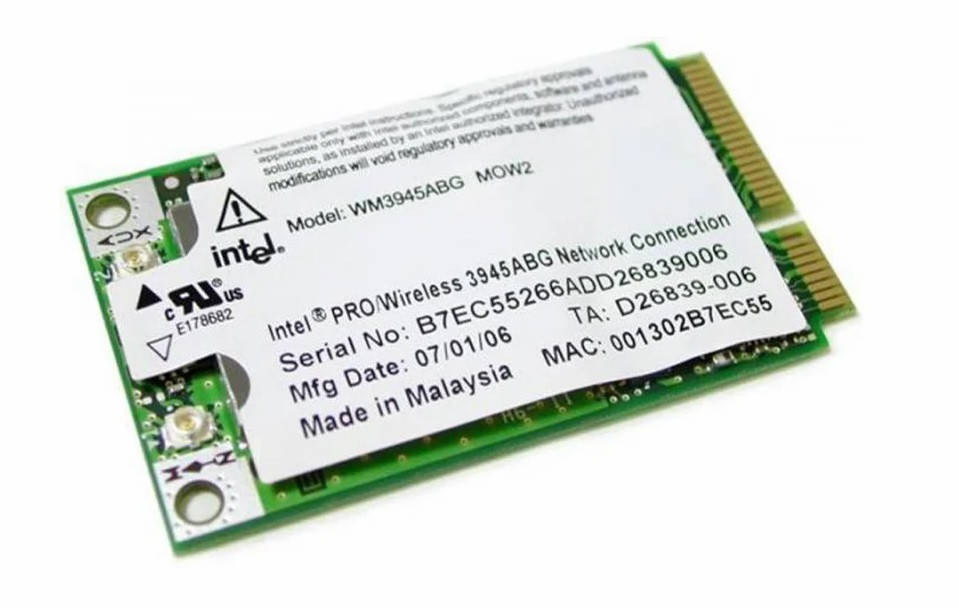 

Wi-fi модуль FullSize Intel 3945ABG 802.11 a. b,g, 54Mbps 2,4 GHz