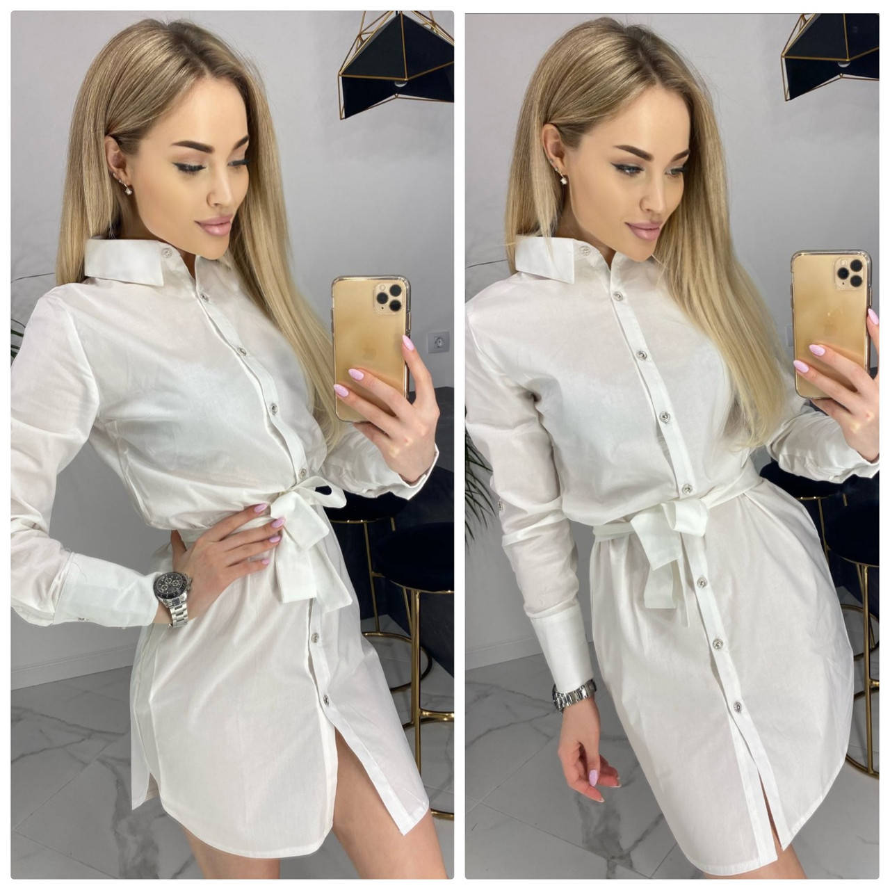 

Женское платье-рубашка однотонное