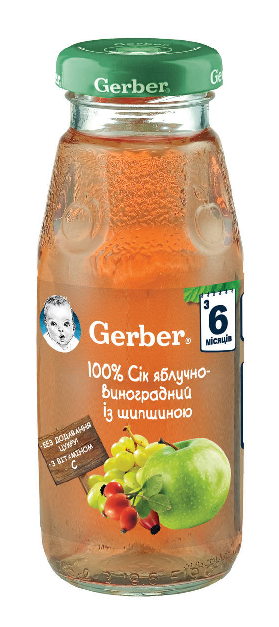

Сок GERBER Яблочно-виноградный с шиповником", 175мл