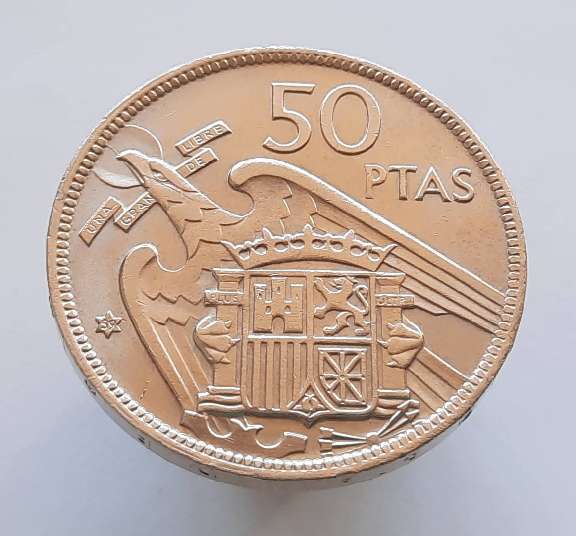 

Испания 50 песет 1957 ( 59 внутри звезды )