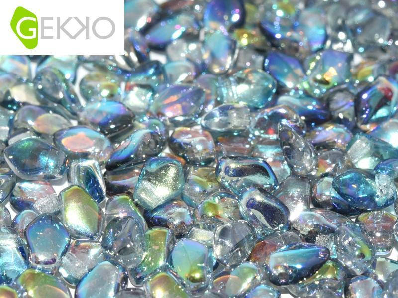 

Gekko 3 x 5 mm Crystal Blue Rainbow Чеські намистини. 3 грами (50 шт)