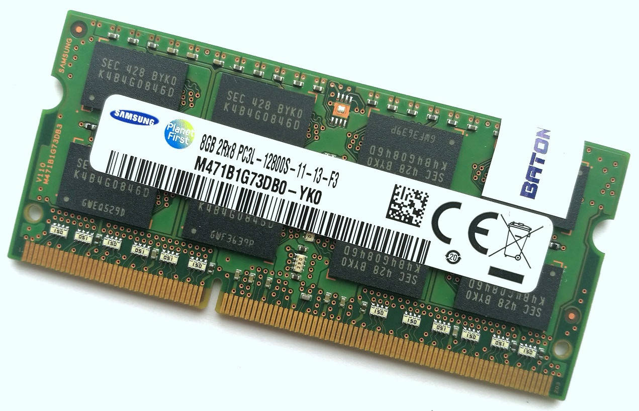 

Оперативная память для ноутбука Samsung SODIMM DDR3L 8Gb 1600MHz 12800S CL11 (M471B1G73DB0-YK0) Б/У