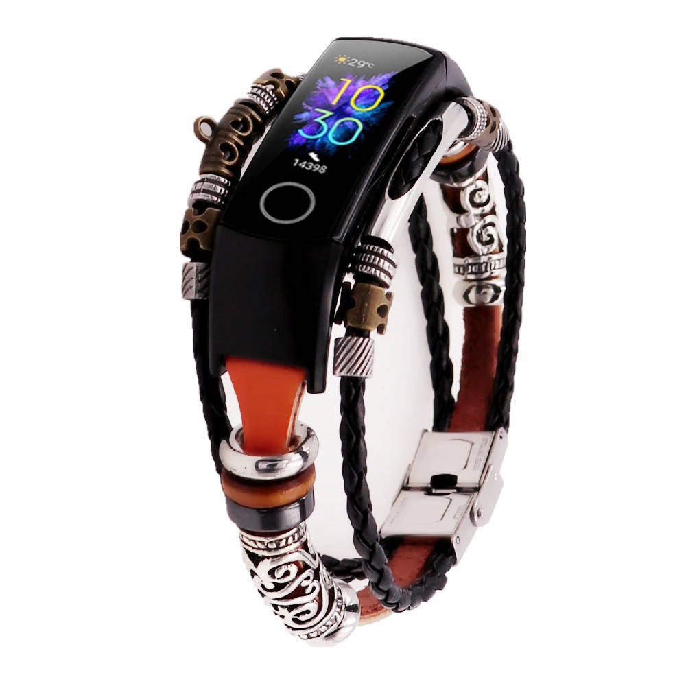 

Ремешок винтажный для фитнес-браслета Honor Band 5 и 4 Type A Black-brown