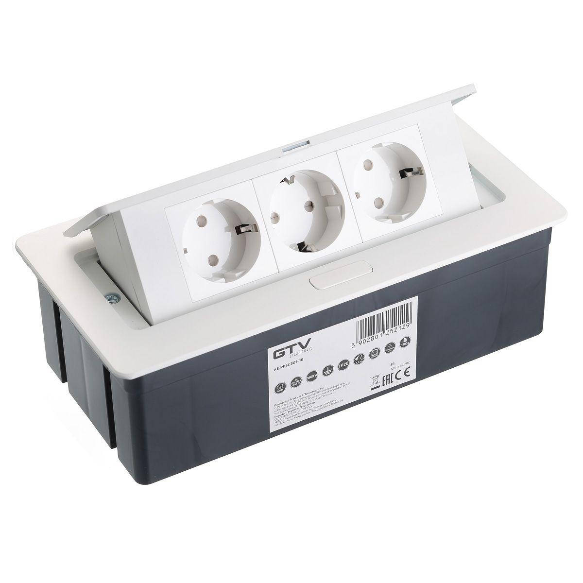 

Удлинитель врезной GTV SOFT белый, 3 розетки, с проводом 1,5 метра