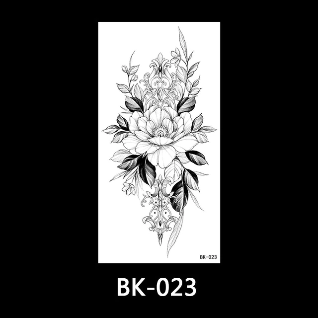 

Флеш тату. 19*10 см. Переводные. Временная татуировка. Цветы и Бабочки, Ч/Б. Средний (15-19 см) Минимализм,