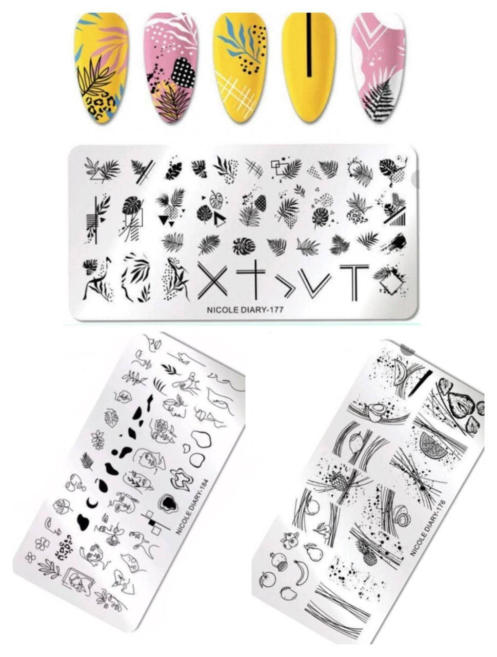 

Набор для стемпинга Фрукты Листья Контуры Лица Силуэт Стемпинг пластины металлические 3штуки, Синий