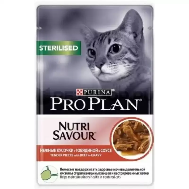 

Влажный корм для котят Purina Pro Plan Cat Nutrisavour Sterilised с говядина, 85 г.