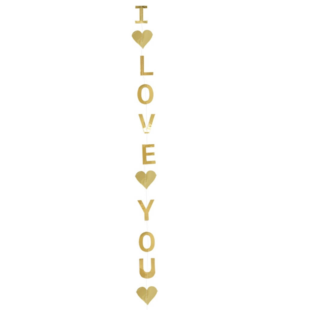 

Бумажная 3D гирлянда I love you золото 1,1 метра