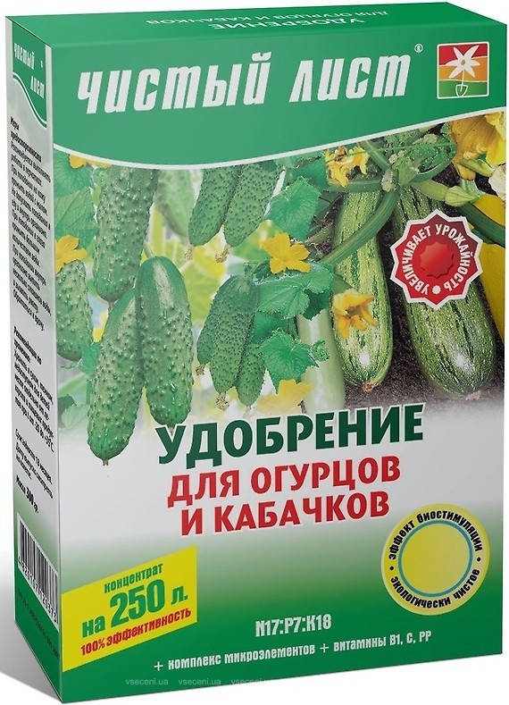 

Удобрение Чистый Лист коробка Огурцы и кабачки 300г