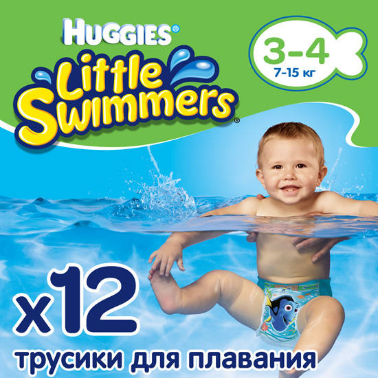 

Huggies Подгузники для купания Little Swimmers 3-4 мес (7-15 кг) 12 шт