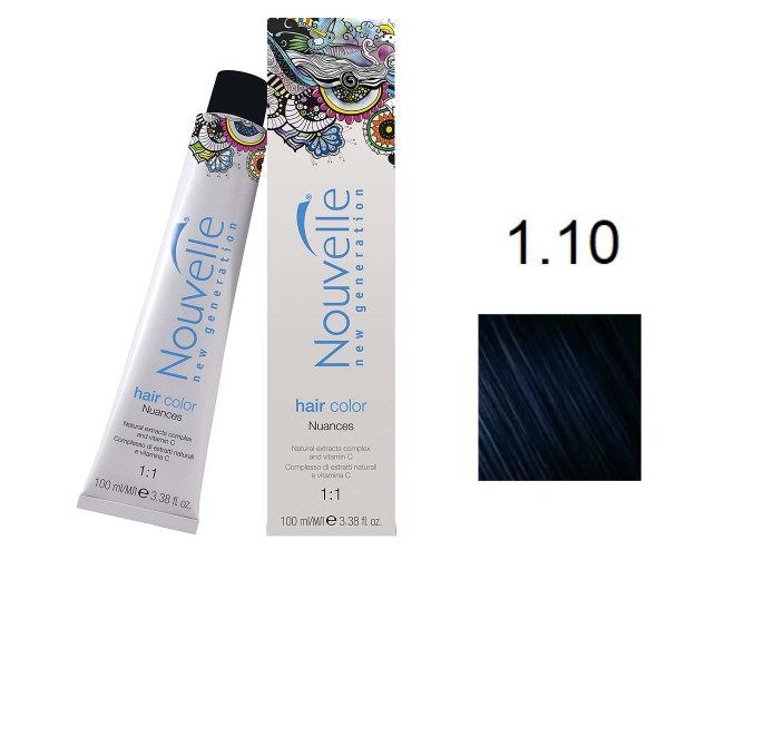 

Краска для волос Nouvelle Hair Color 1.10 иссиня-черный 100 мл