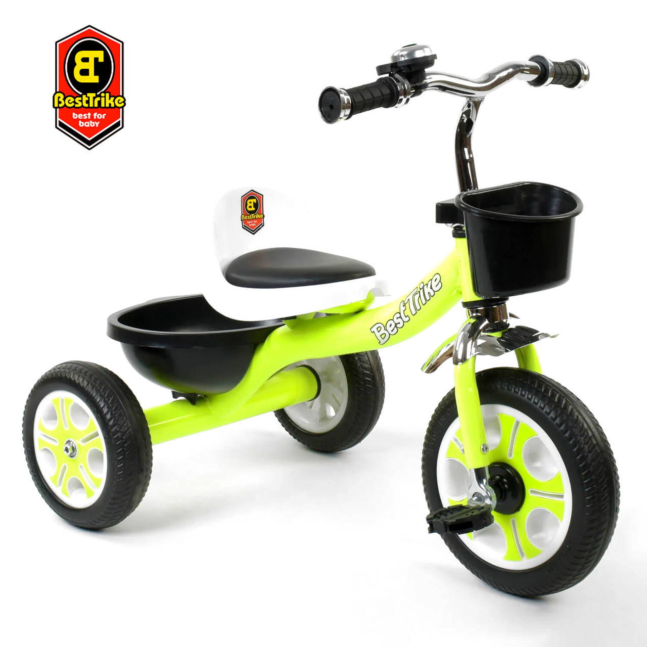 

Велосипед трехколесный детский (колеса EVA, звоночек, 2 корзины) Best Trike LM-3109 Зеленый, Зелёный