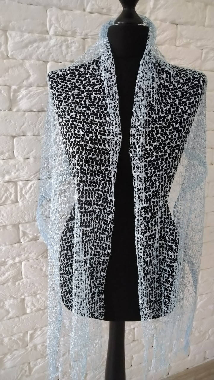 

Шарф сетка-травка голубой, Белый