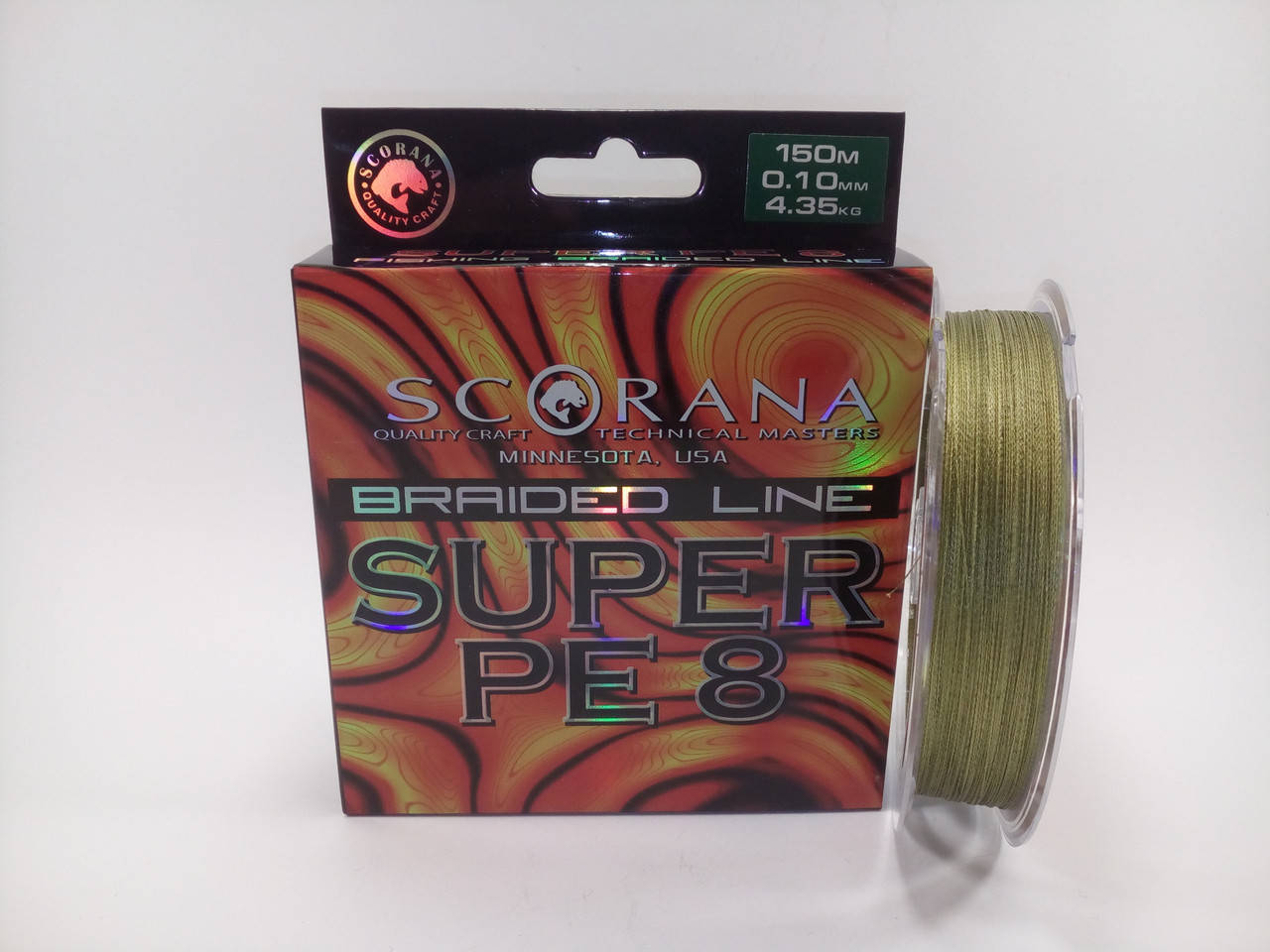 

Шнур Scorana Braided line Super PE8 0.10mm 4.35кг 150m, Зелёный
