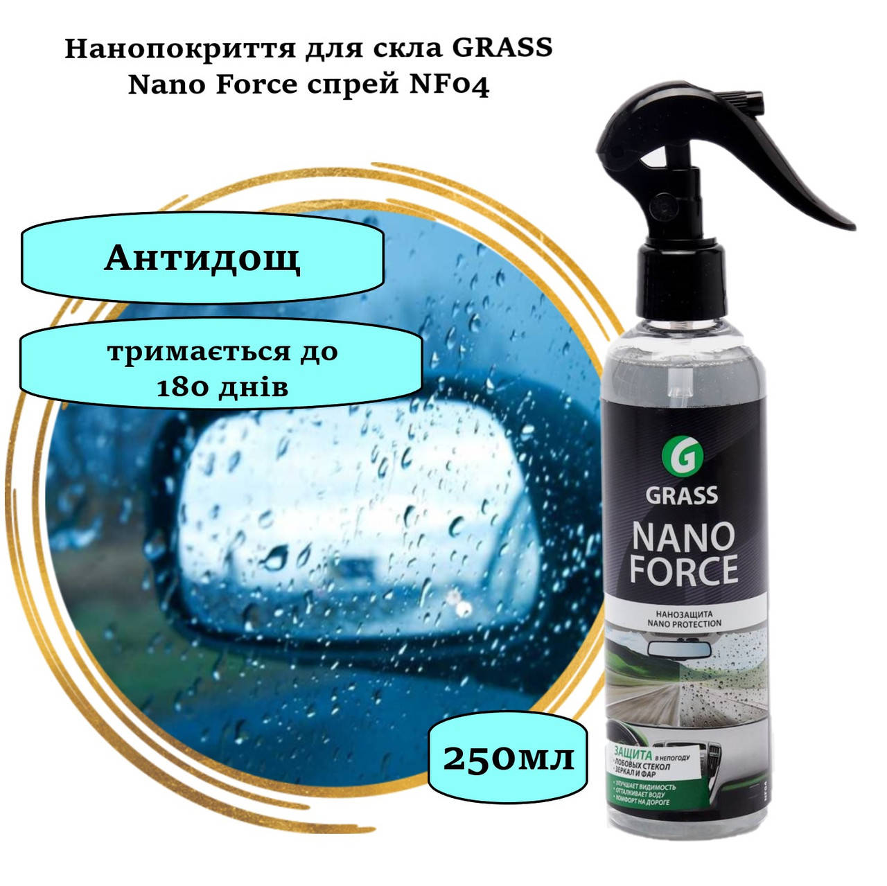 

Нанопокрытие для стекла Антидождь GRASS Nano Force спрей NF04