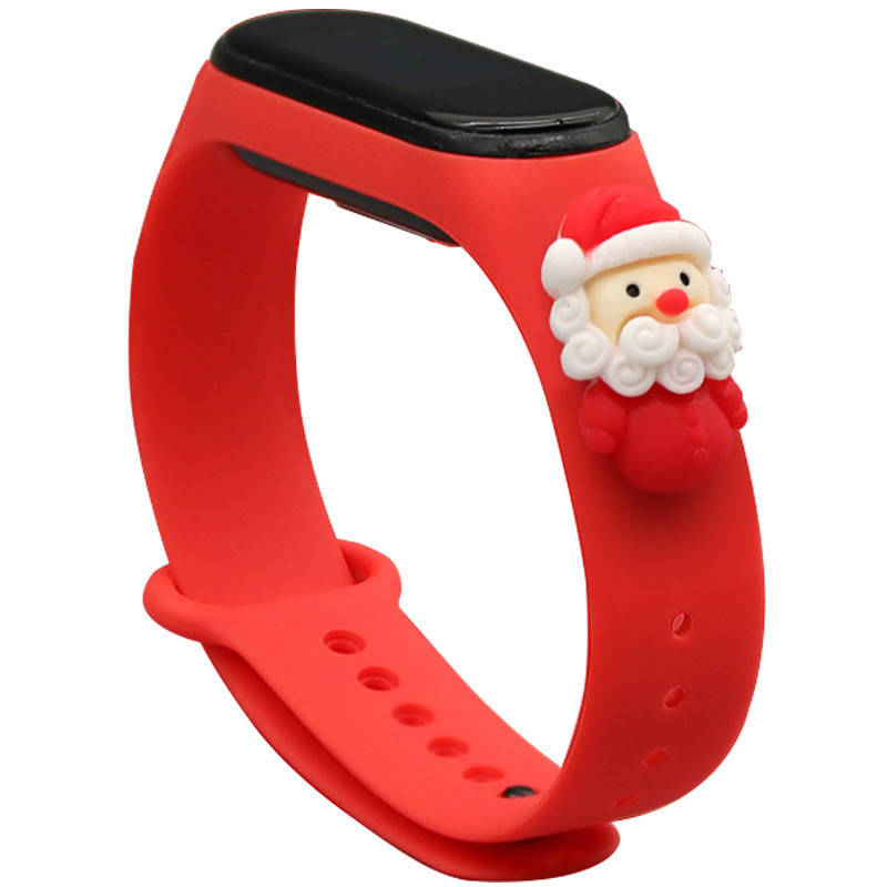 

Силиконовый Ремешок для Xiaomi Mi Band 3/4 (Красный / Санта)