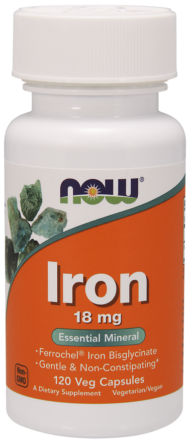 

Iron 18 mg NOW Foods 120 Veggie Caps