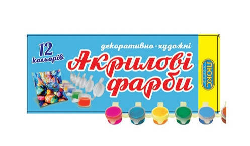 

Краски акриловые художественные набор 12 цветов по 2мл в баночках Люкс Колор
