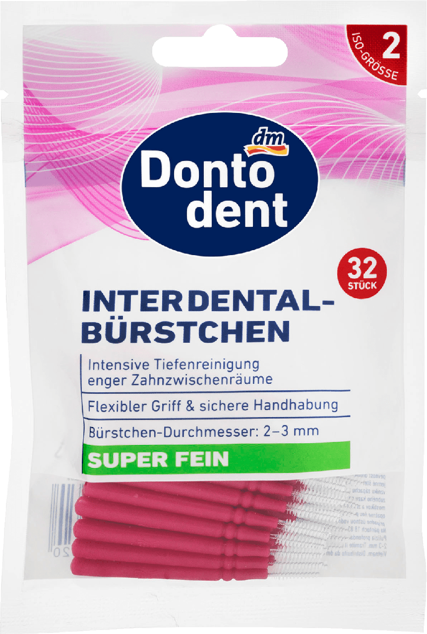 

Ершики для очистки межзубных промежутков Dontodent Rosa 0,4 mm ISO 2, 32 шт.