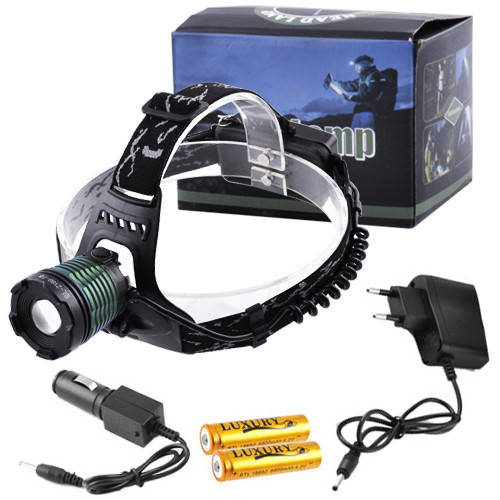 

Фонарь налобный Police 2188-T6, ЗУ 220V/12V, 2х18650, zoom, Черный