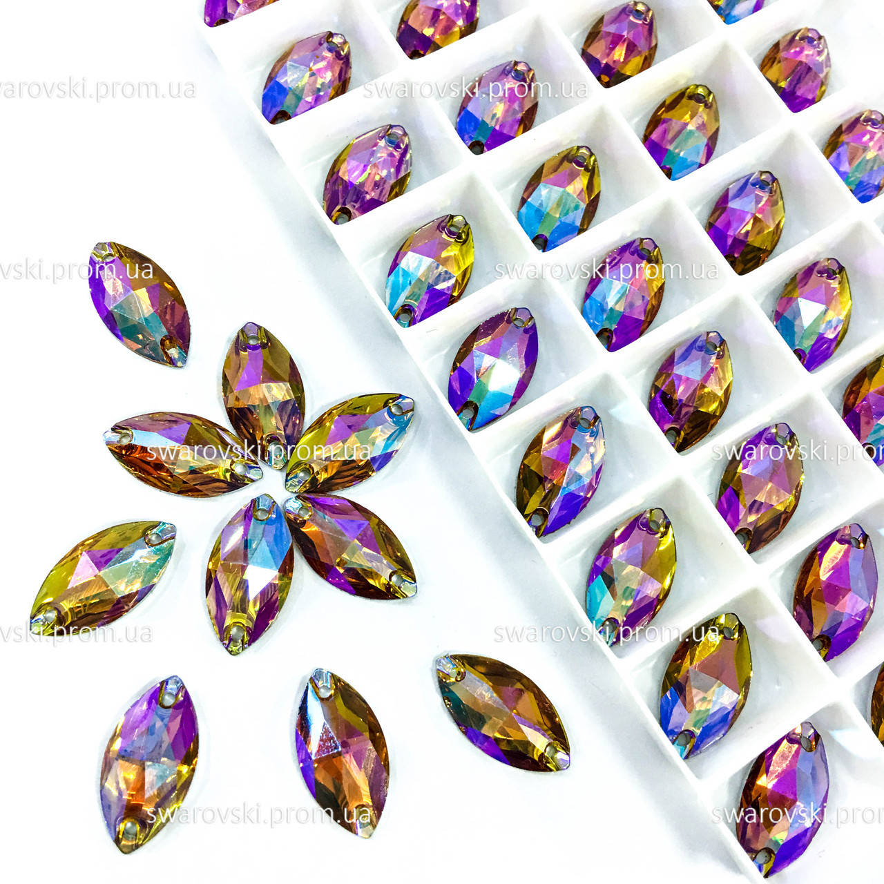 

Пришивные лодочки 6x12 (синтетич.стекло), цвет Topaz AB*1шт