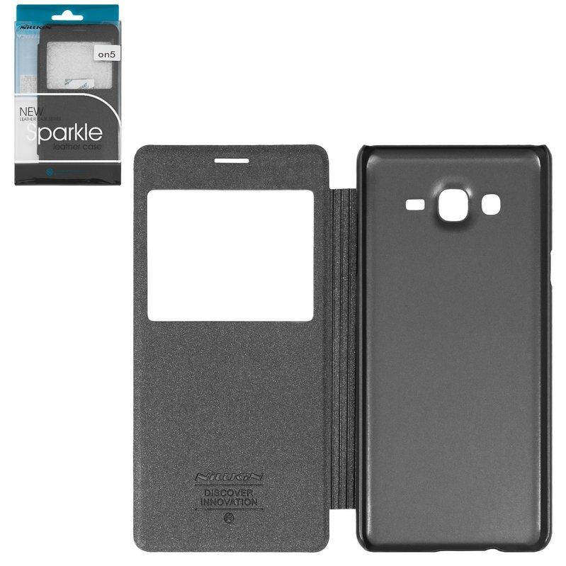 

Чохол Nillkin Sparkle laser case для Samsung G550 Galaxy On5, чорний, книжка, пластик, PU шкіра,, Черный