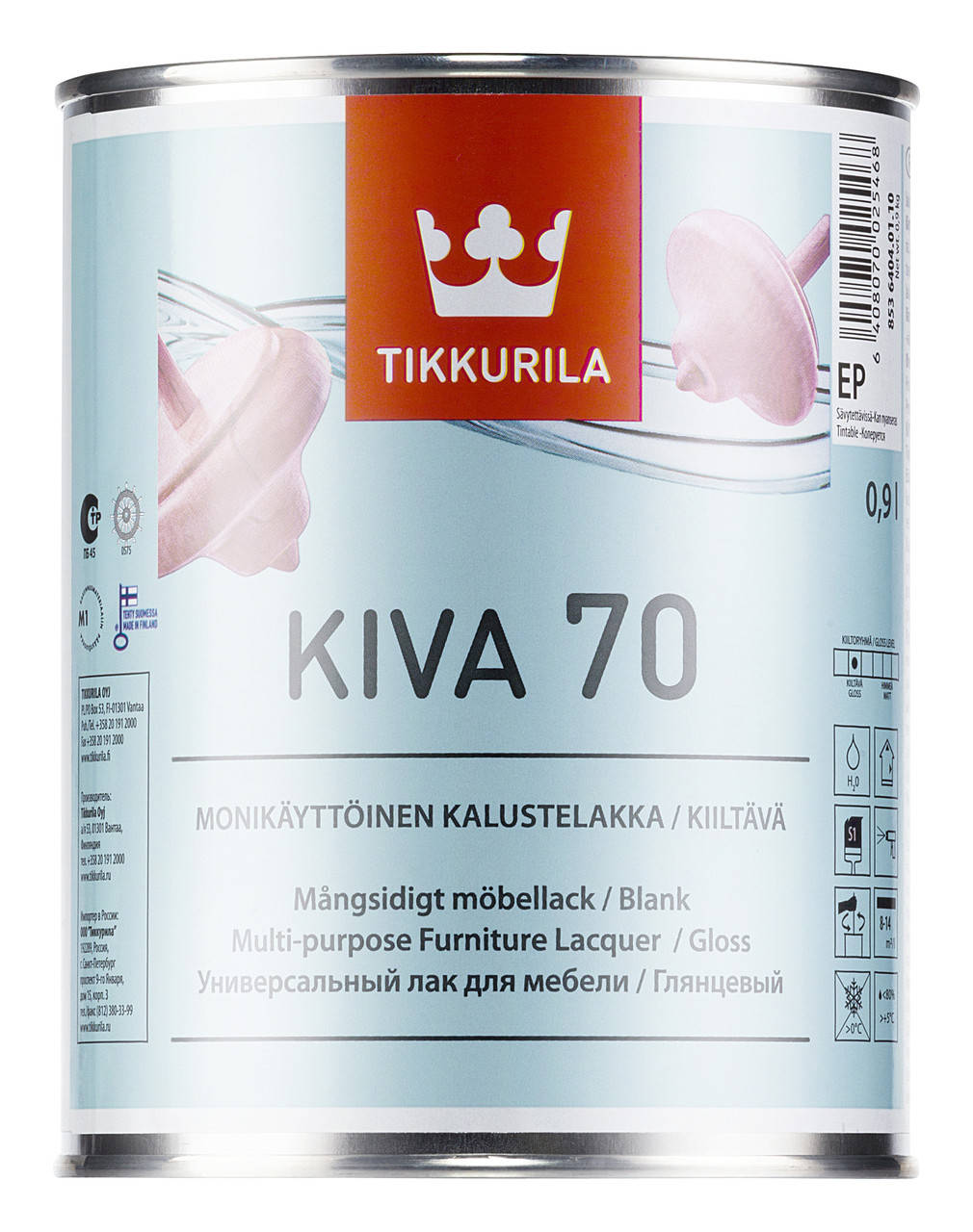

Кiva 70 лак Кива 70 мебельный глянцевый лак на водной основе 0,9 л
