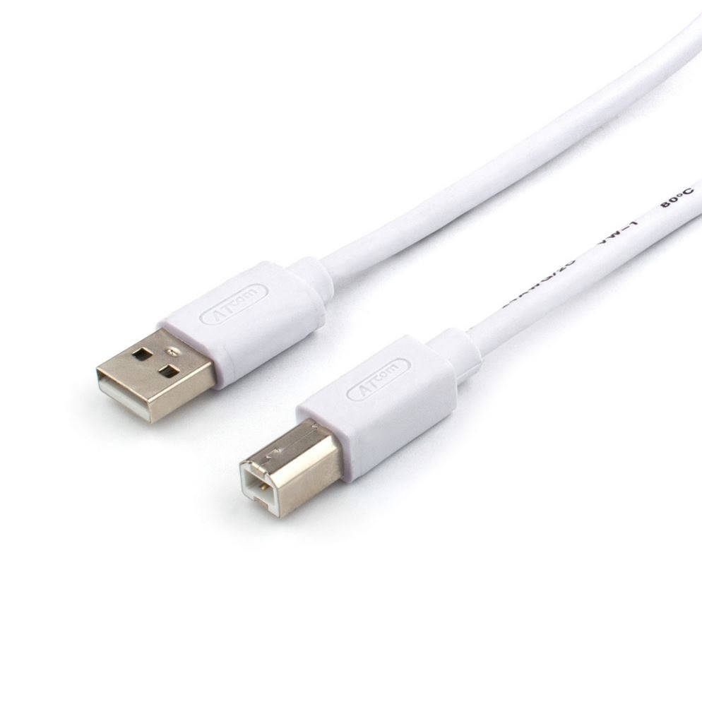 

Кабель USB 2.0 AM/BM 1,8 м Ferite White Atcom для переферии (3795), Белый