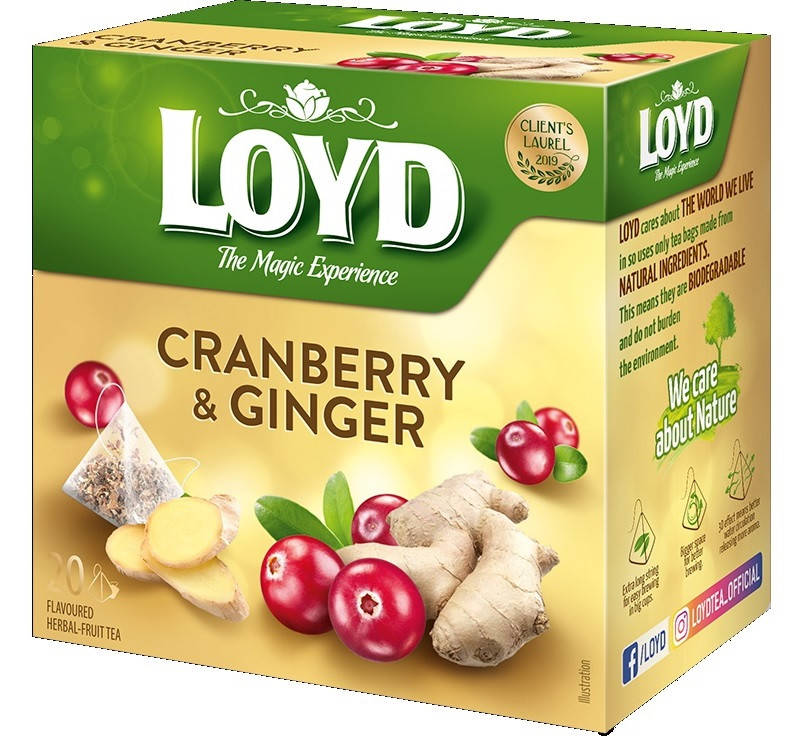 

Чай фруктовый Loyd Cranberry & Ginger клюква и имбирь 20 пирамидок 40 г Польша