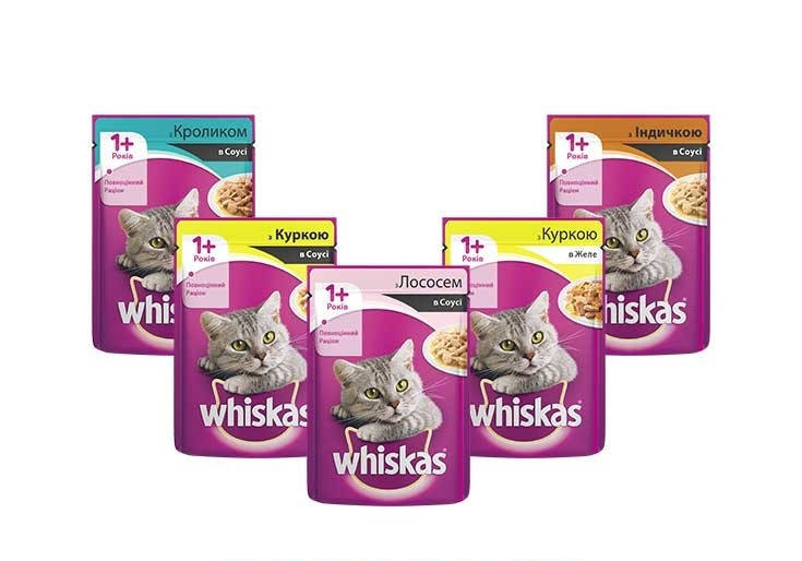 

Whiskas пауч 100 г х 24 шт в упаковке. В наличии 3 вида ЯЛОВИЧЧИНА,КРОЛИК СОУС, КУРКА в ЖЕЛЕ