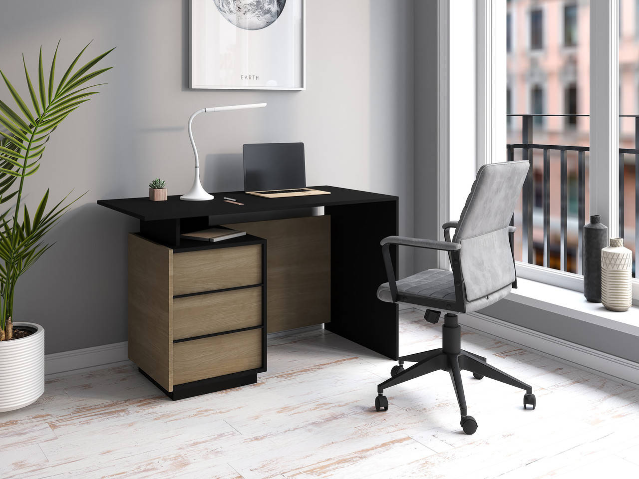 

Стол компьютерный "Yaris" 1200х600х750 мм (Черный \ Дуб сонома ), Белый