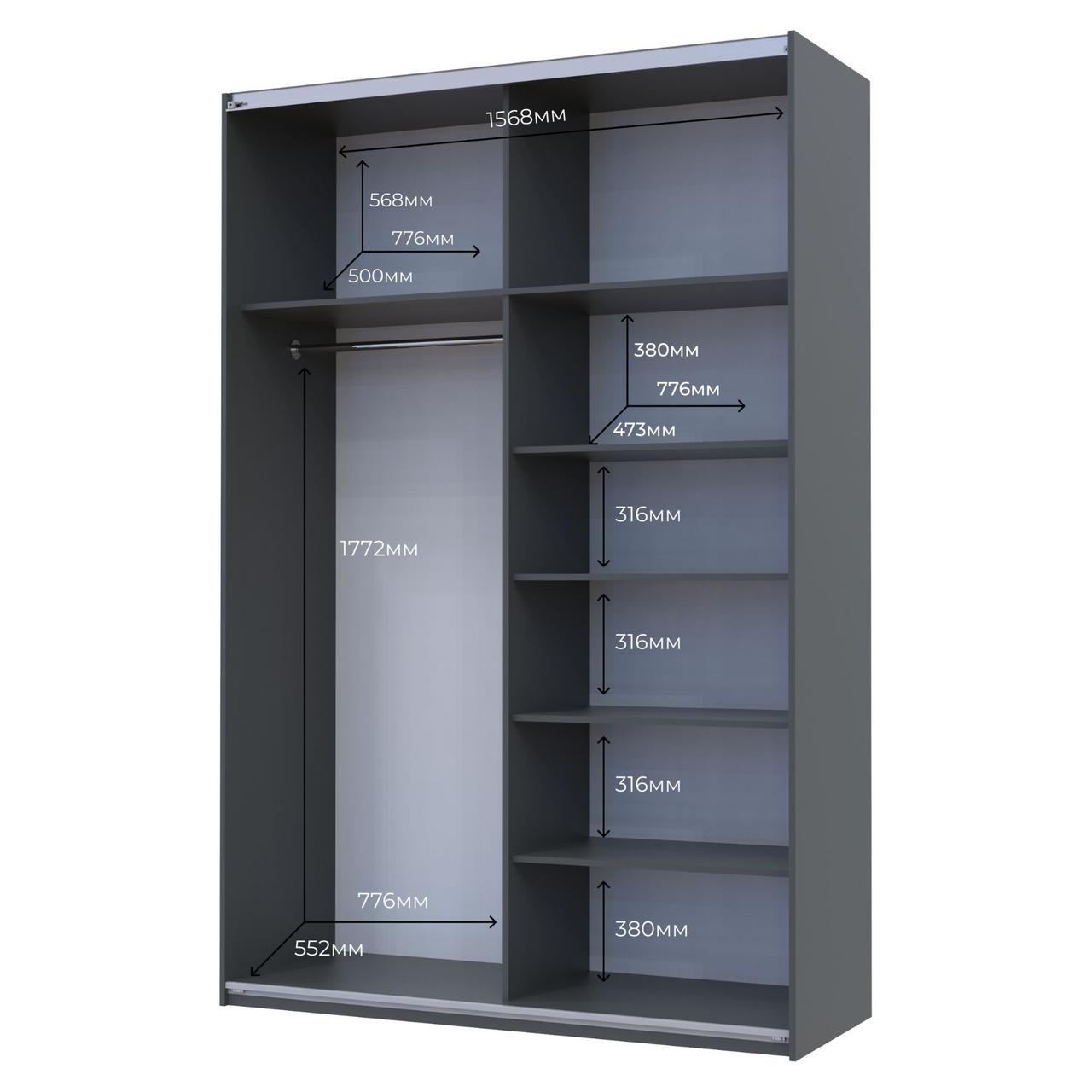 Шафа купе Doros G-Caiser Графіт Графіт 2 ДСП 160х60х240 (42005085) 4