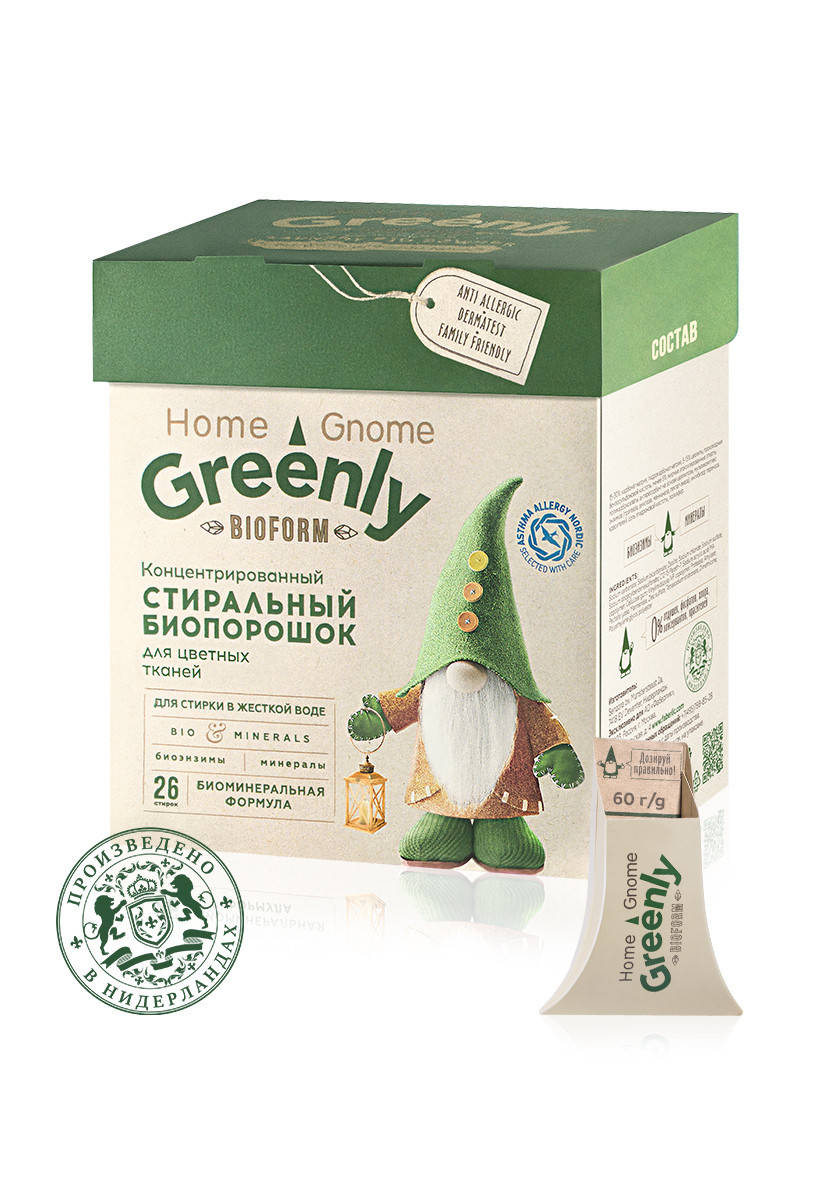 

Стиральный биопорошок для цветных тканей концентрированный Home Gnome Greenly 11892