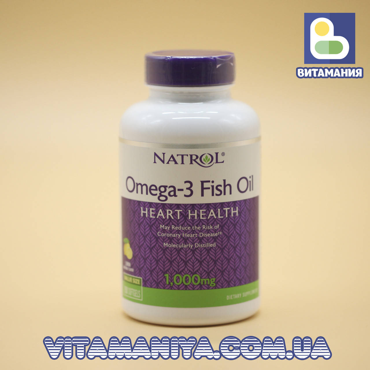 

Рыбий жир омега-3, натуральный лимонный вкус, 1000 мг, Omega-3 Fish Oil, Natrol, 150 капсул