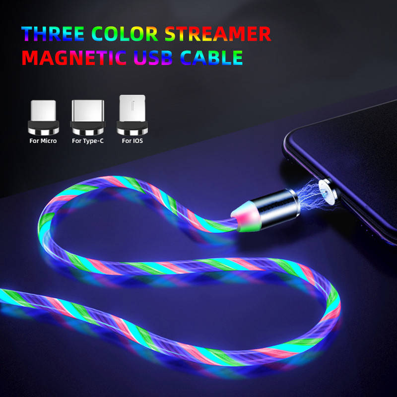 

Магнитная зарядка светящаяся 3 в 1 (micro USB, Type-C и Lightning)